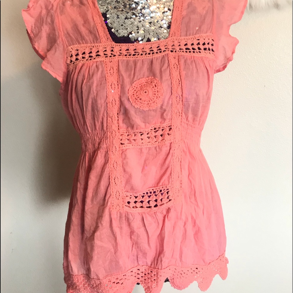 Coral boho top